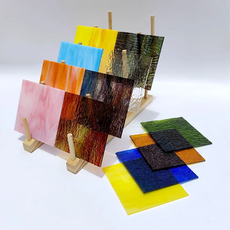 12pcs 4X4in Textured glass Transparent stained glass sheet diy mosaic tile glassstained glass supplies  crafts and art supplies