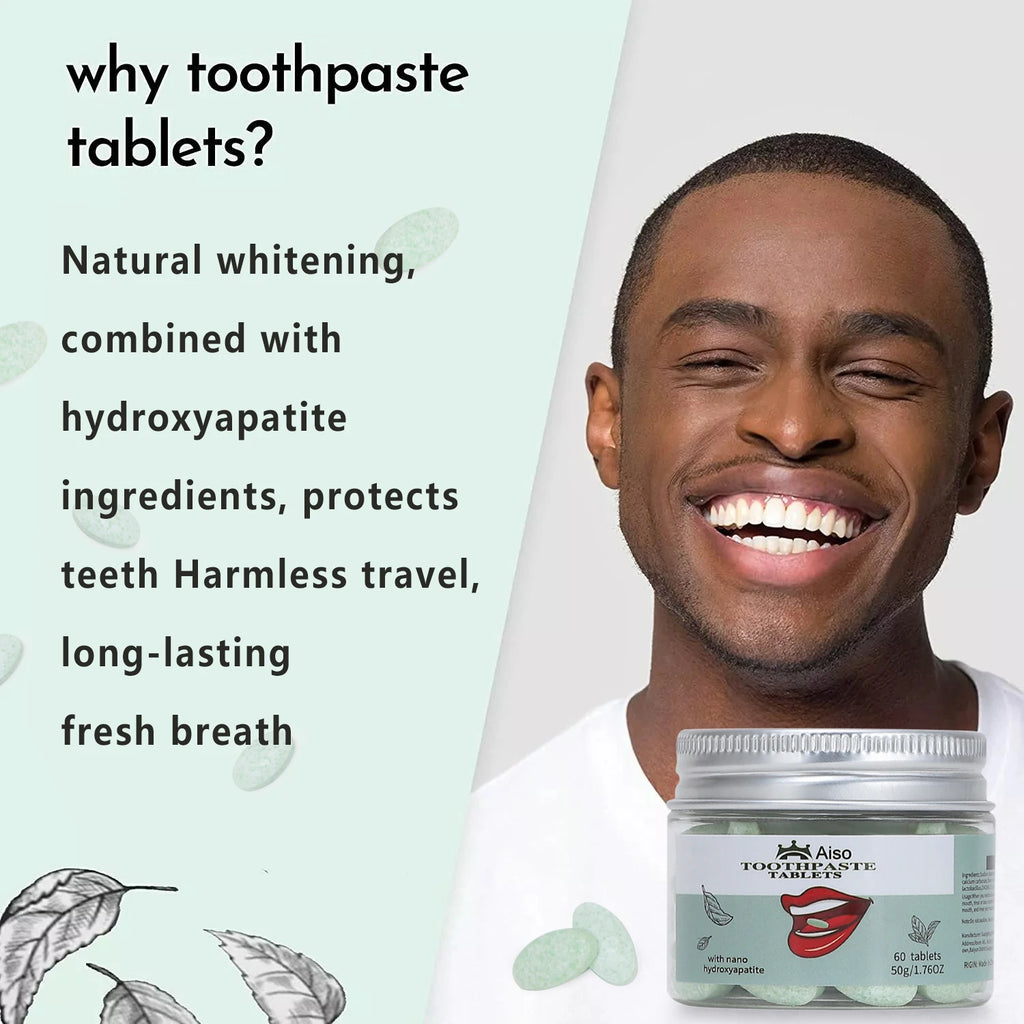 Tidesmit nano hydroxyapatite teeth whitening chewable toothpaste tablets for travel-friendly fresh breath