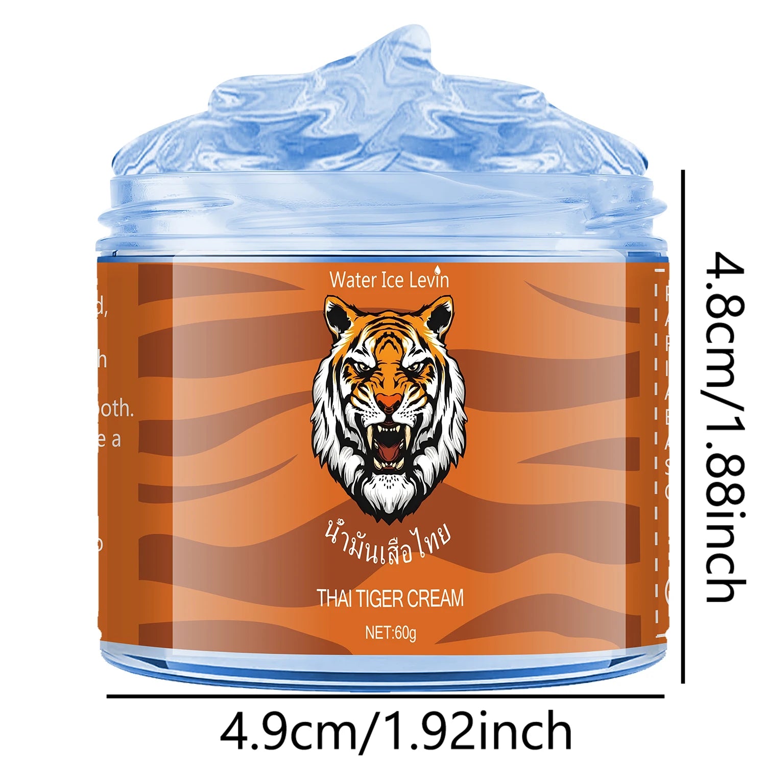 Thai Tiger Oil Cream - Hypoallergenic Deep Moisturizer, Rich in Nicotinamide and Hyaluronic Acid, 60g, Natural Ingredients, Soothing and Moisturizing, Suitable for All Light Skin Tones