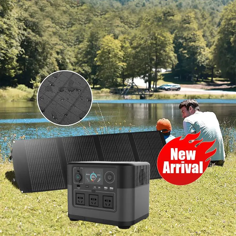 2026 new 220V 110V 1200W portable power station with solar panels, 1000Wh foldable,