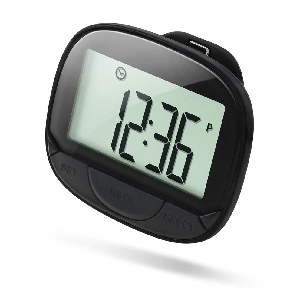 Clip-On Pedometer Electronic Pedometer Digital Display Simple Step Tracker Large Screen Multifunctional for Outdoor Sports