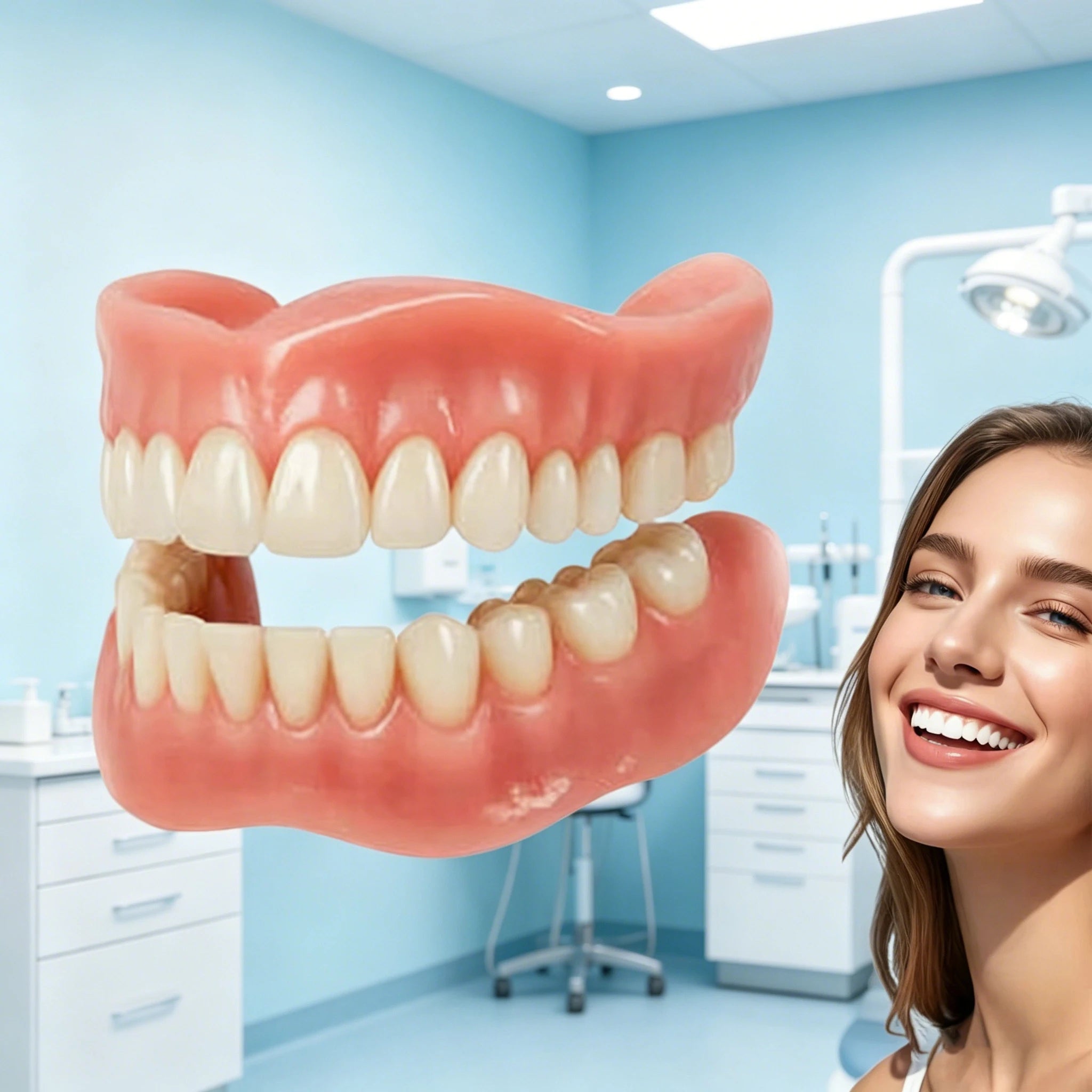 Complete Set of High-end Silicone Dentures with Perfect Fit and Adjustable Dentures Confident Smile and Oral Care Reusable Teeth