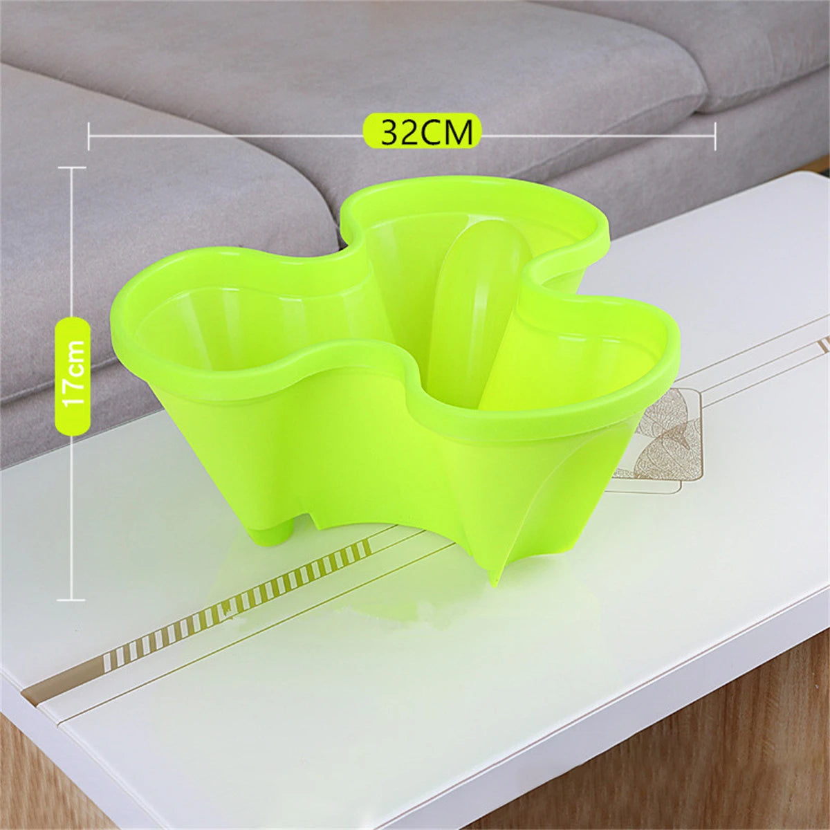 Lime green multi-petal vertical planter with central column and cup-style planting sections.