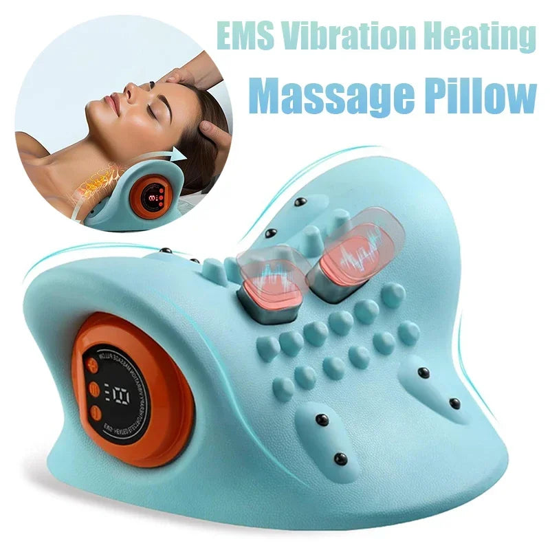 Electric Neck Massager Blue - Portable Cervical Traction Relief Tool Relaxation Treatment Tidesmit