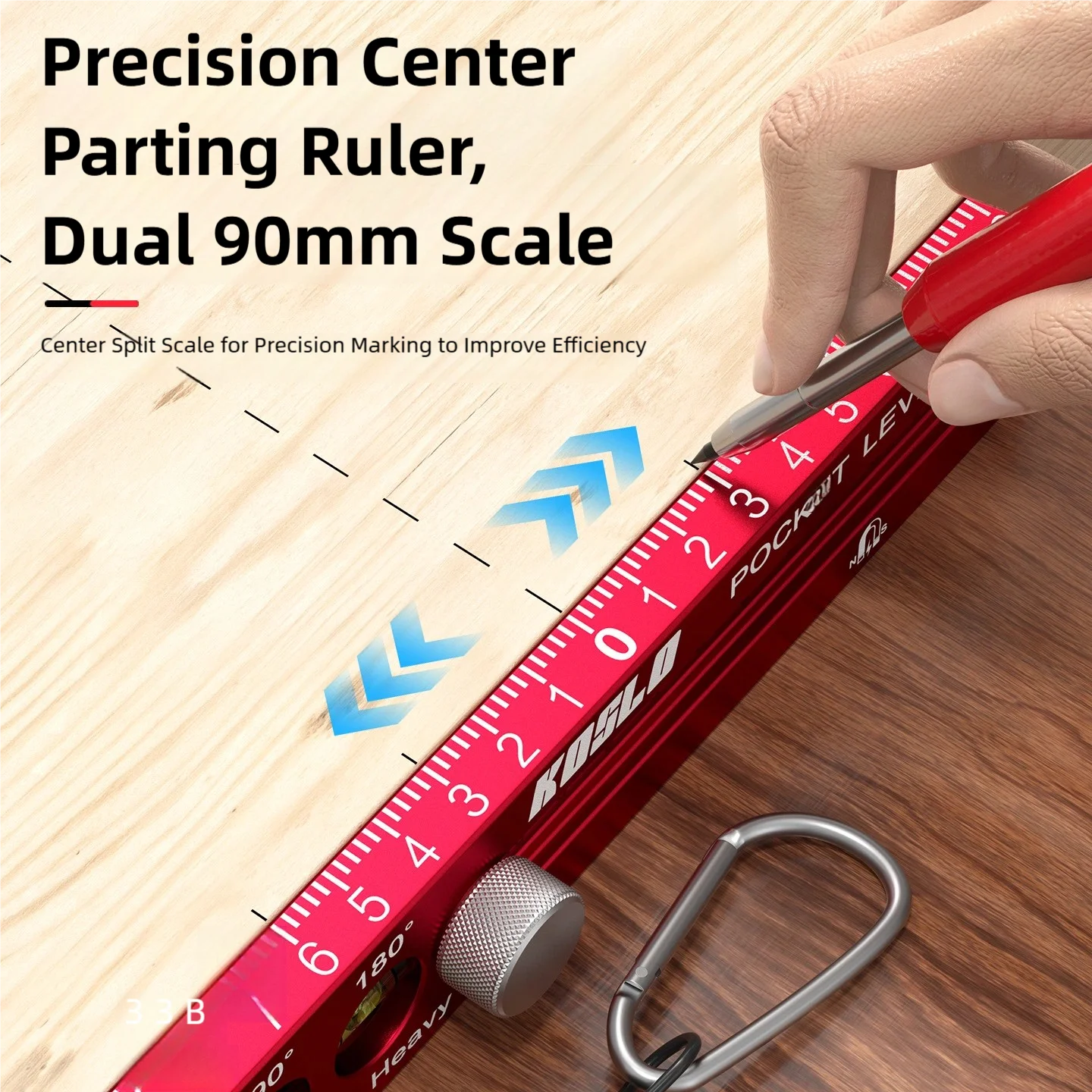 TINSOL Multi-functional Magnetic Marking Ruler Aluminum Alloy Ruler with Level Marking, Metric and Imperial, for Woodworking