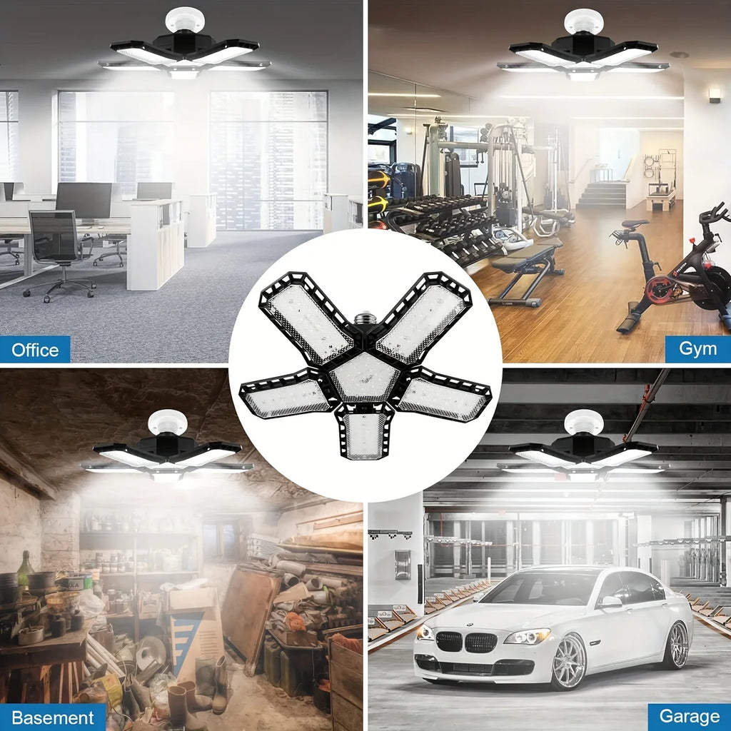 1/2/4PCS LED Garage Lights with 5+1 Adjustable Panels E26/E27 Ceiling Lamp Super Bright LED Shop Light for Industrial Lighting