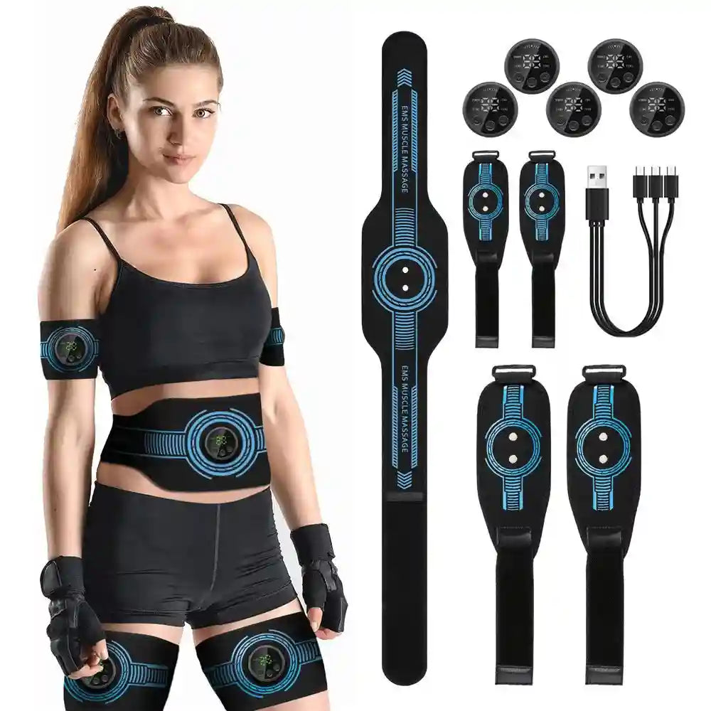 EMS Muscle Stimulator Belt | Rechargeable Electric Abdominal Trainer Massage Roller Tidesmit
