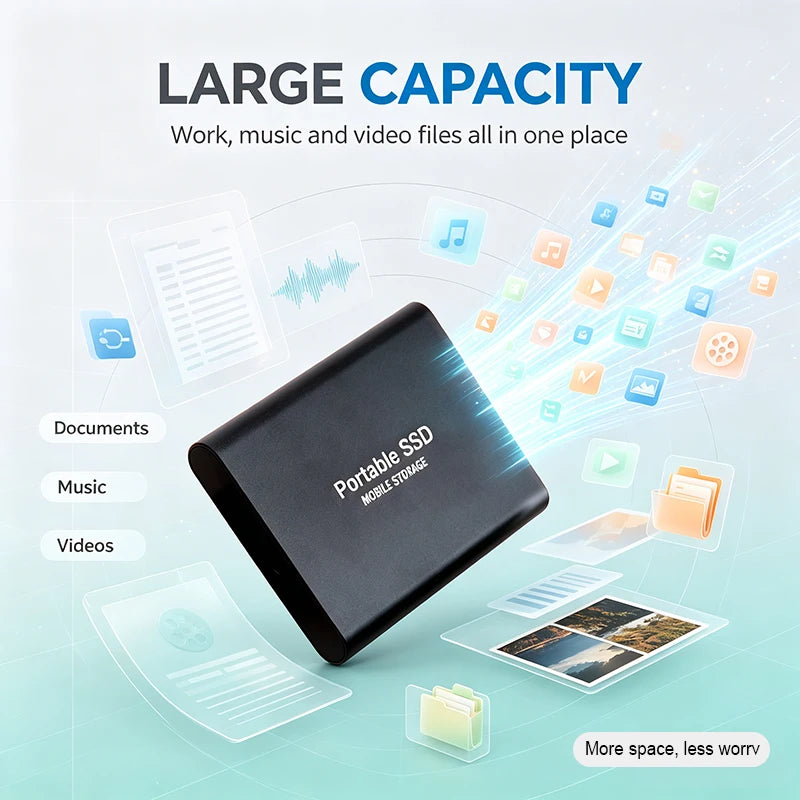 Portable External SSD 4TB High‑Speed Solid State Drive USB3.2 Type‑C Mass Storage Hard Disk 1TB 8TB 16TB for Laptop PC MAC Smart