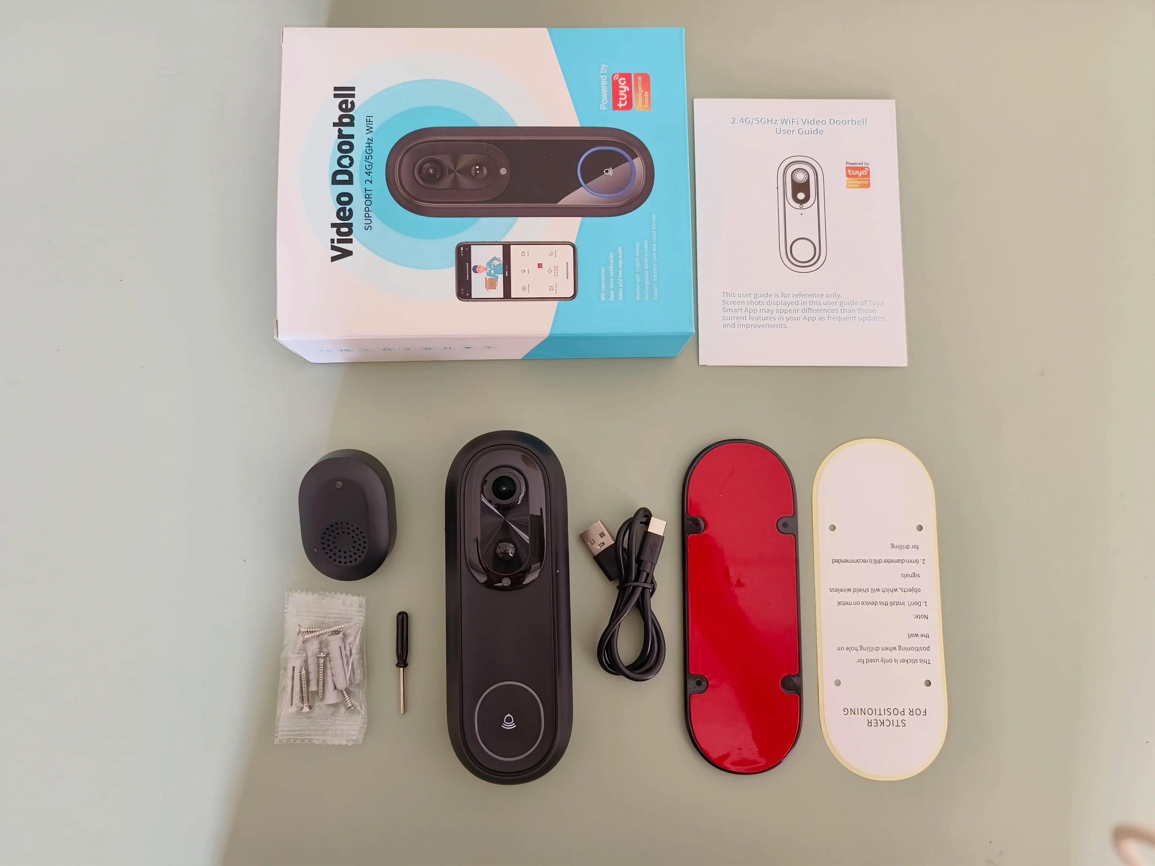 5G 2.4G WiFi Video Doorbell 1080P Wireless Bell Tuya APP Smart Intercom Camera IP65 Waterproof Ring Bell with 7000mAh Battery