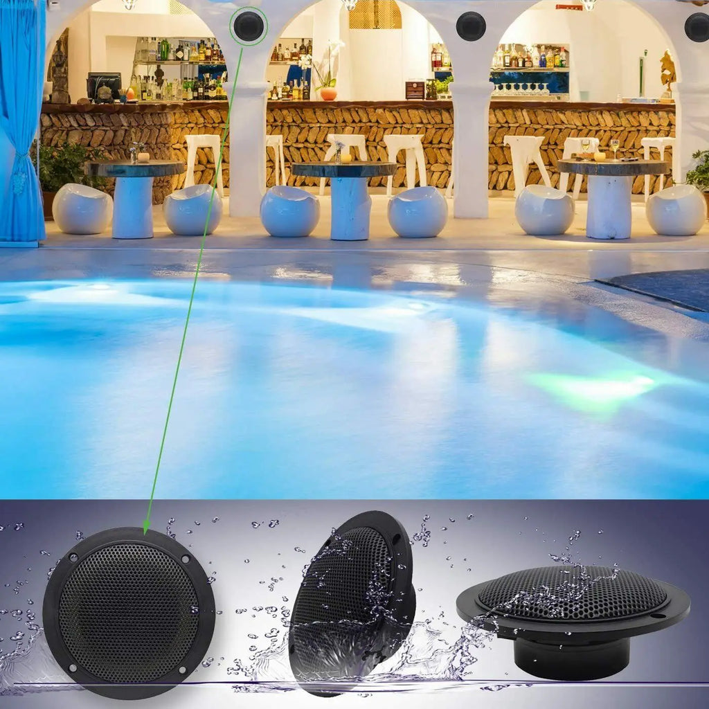Herdio 4'' 160W 2PCS Waterproof Ceiling Marine Speaker Surround Sound Speaker For Kitchen Bathroom Yacht Outdoor Boat Home