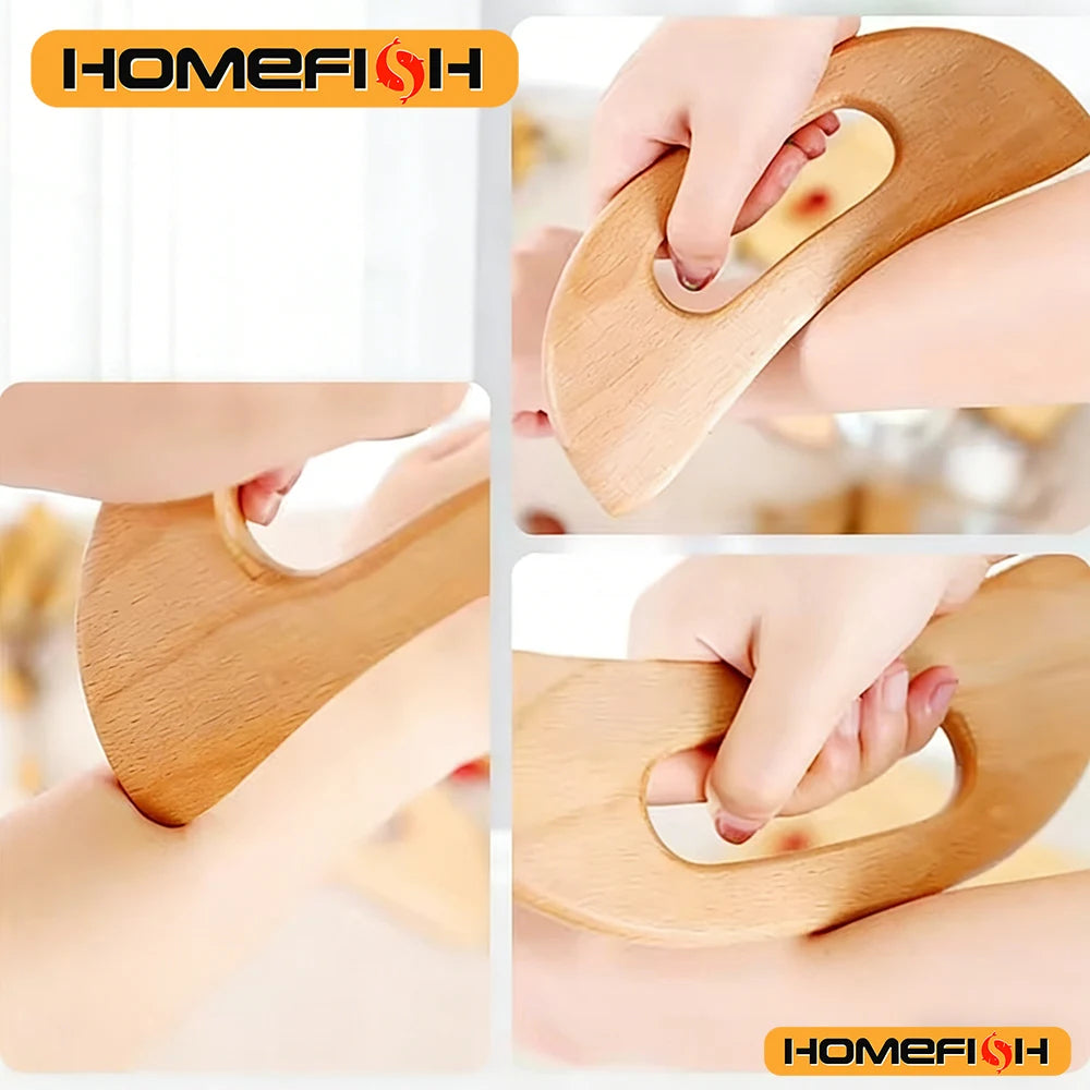 Wooden Gua Sha Scraping Tool | Half-Moon Ivory Body Massager Body Shaping Massage Equipment Tidesmit