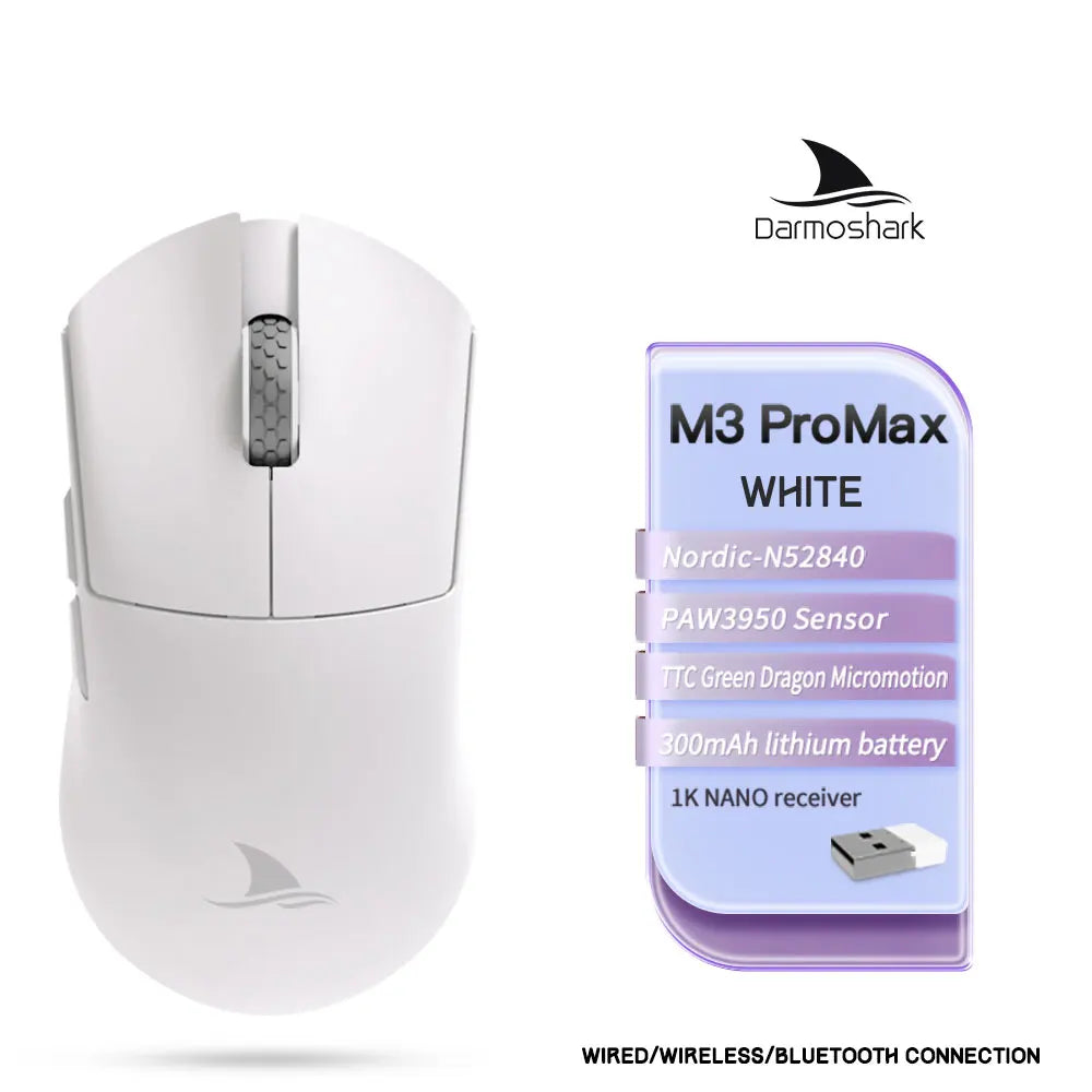 Darmoshark  M3 Pro /Max Wireless Gaming Mouse Bluetooth Tri-Mode PAW3395/3950 Nordic 52840 Game Macro Mouse For PC Laptop
