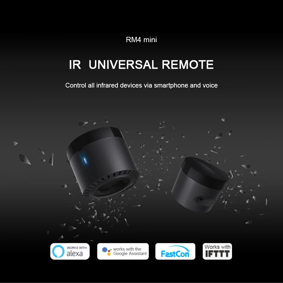 Broadlink Rm4 Mini Smart Remote Control Infrared Universal IR Audio Video Smart Home Work with Google Home Alexa