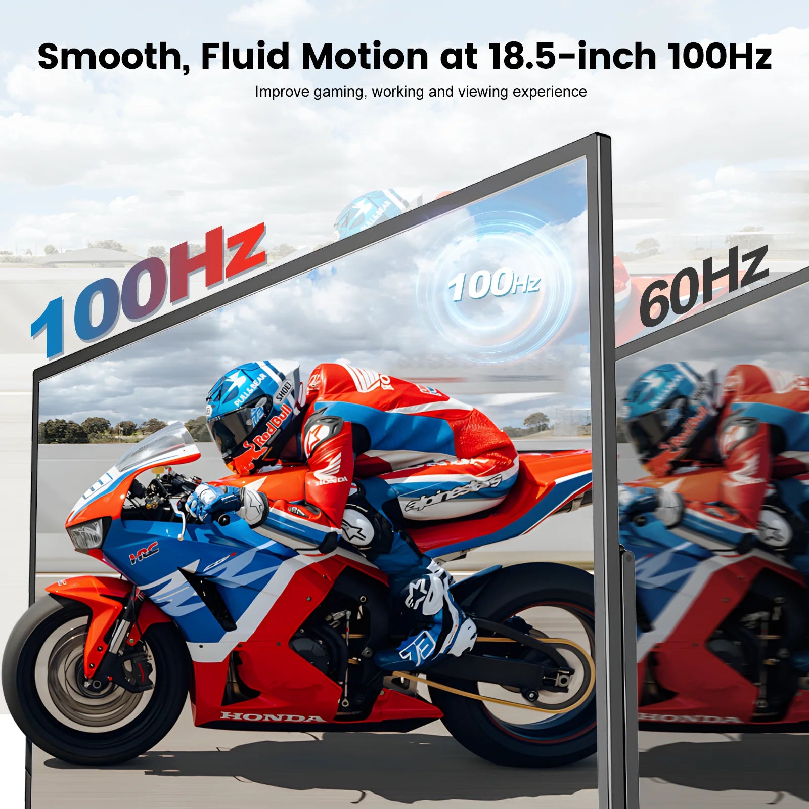 WonTim 18.5Inch Portable Monitor 100Hz Gaming Screen USB-C 100%sRGB 350Nits Display with Stand for PC Laptop Mac Xbox PS5 Switch