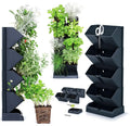Anthracite vertical modular flowerpot planter with angled dark grey trays, 4 tiers
