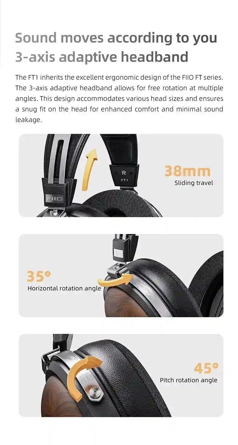 FiiO FT1 Closed-Back Headphones | Nanowood Fiber Over-Ear Audio Tidesmit