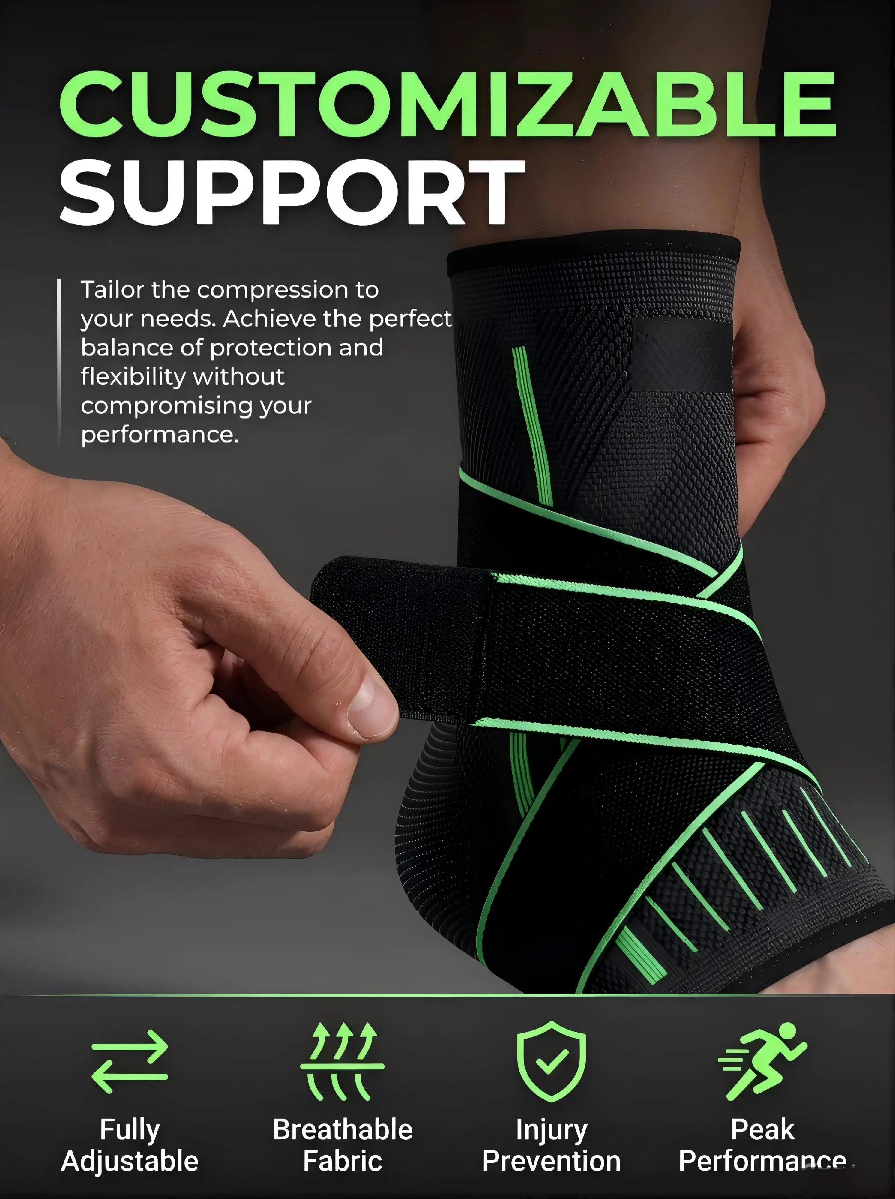 VBOSI Adjustable Compression Ankle Brace Support for Men Women, Breathable Sports Ankle Stabilizer for Basketball Running Sprain