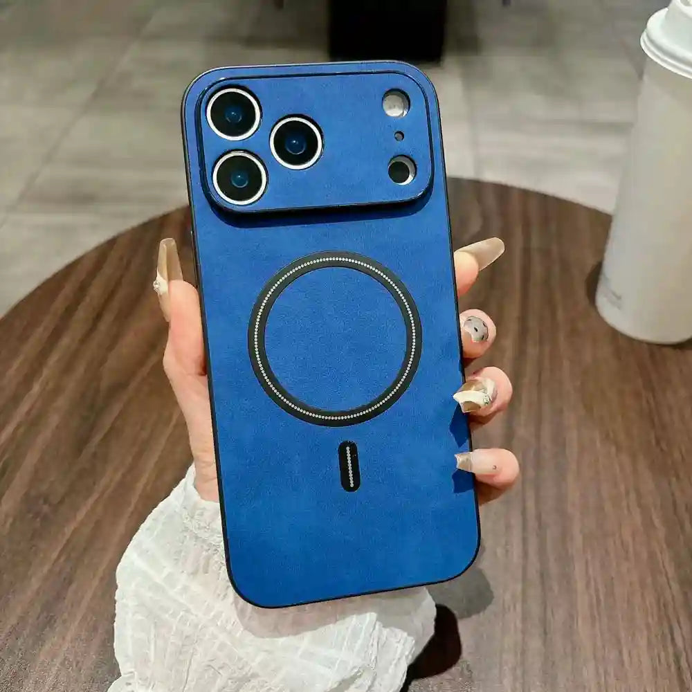 MagSafe Leather Phone Case: Slim Shockproof Cover for iPhone 16 & 17 Blue CN Tidesmit