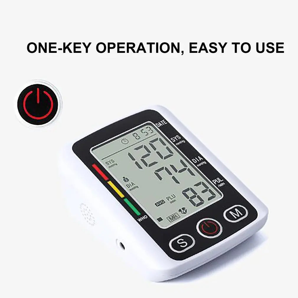 Digital Arm Blood Pressure Meter Cuff Medical Automatic Pressure Tonometer Tensiometer Heart Rate Pulse Meter BP Monitor Healthy