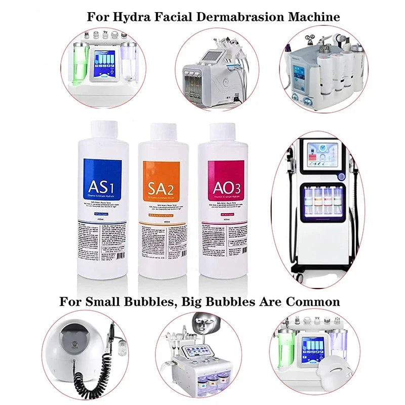 Hydra Facial Serum Kit: 3-Piece Deep Cleaning Aqua Peel Solution Scrubs Treatments Tidesmit