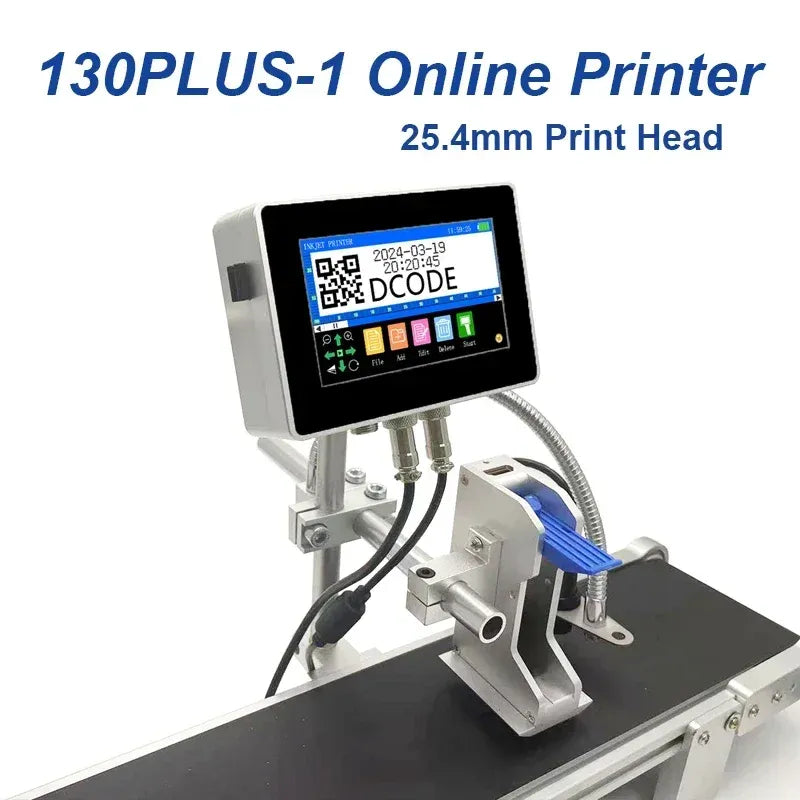 Online inkjet printer with 12.7mm print head assembly and blue connector cable