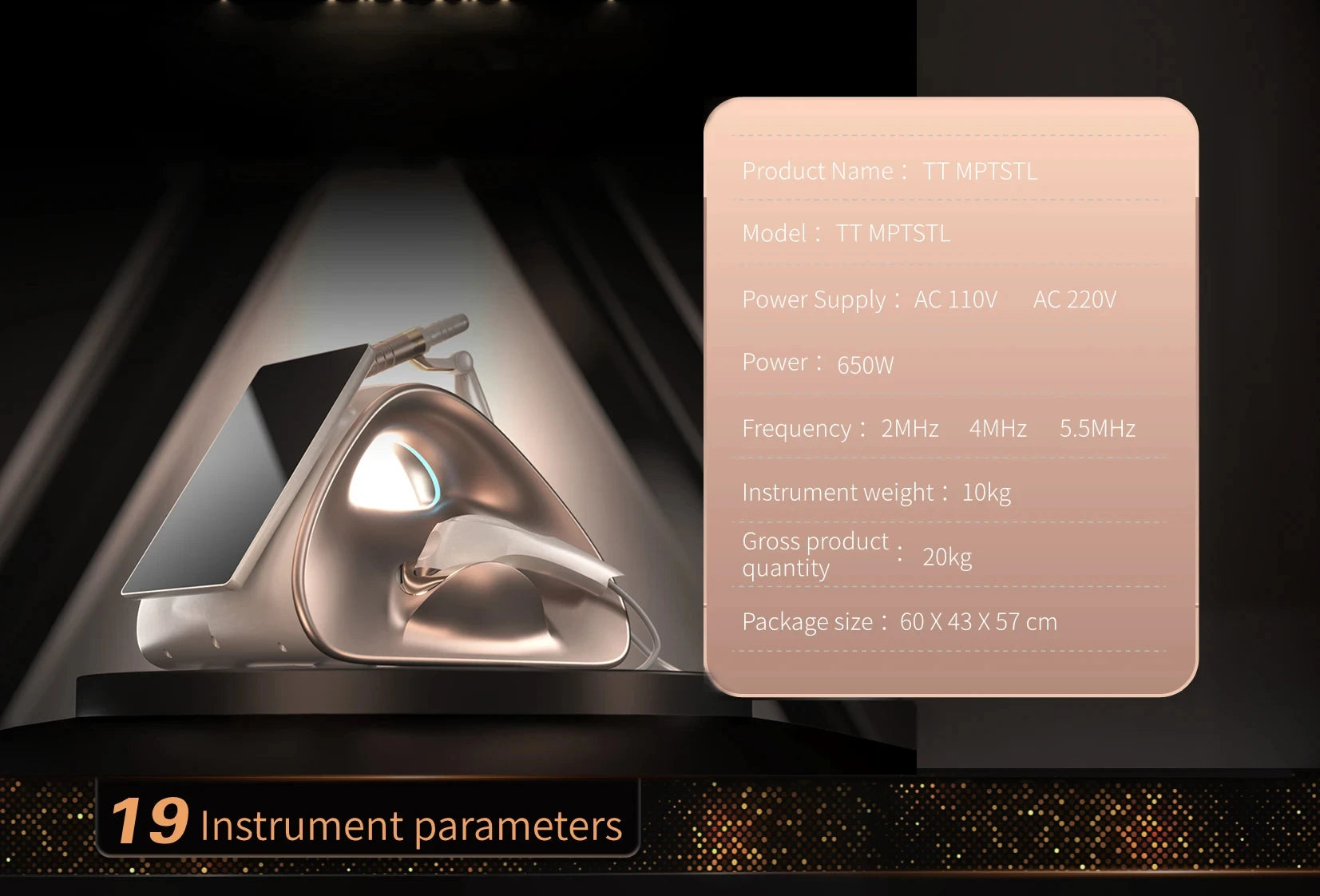 12D facial and body lift machine, rose gold portable aesthetic device for anti-aging and professional skin rejuvenation.