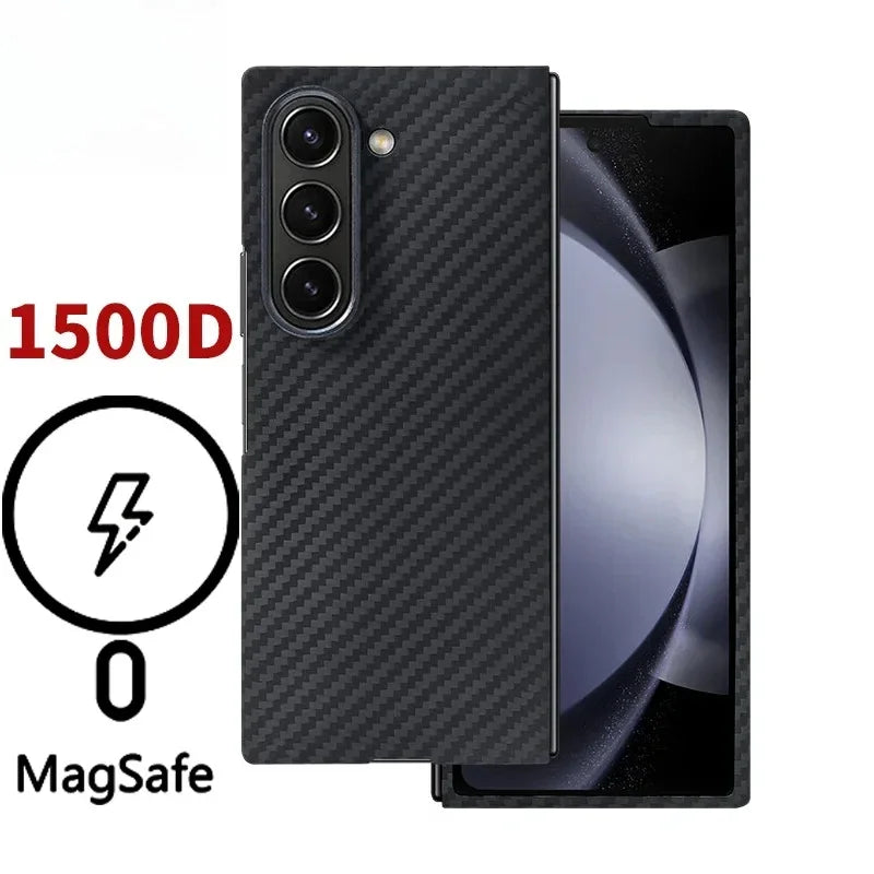 Samsung Galaxy Z Fold 7 Carbon Fiber Case with MagSafe Compatibility Aramid-1500D Tidesmit