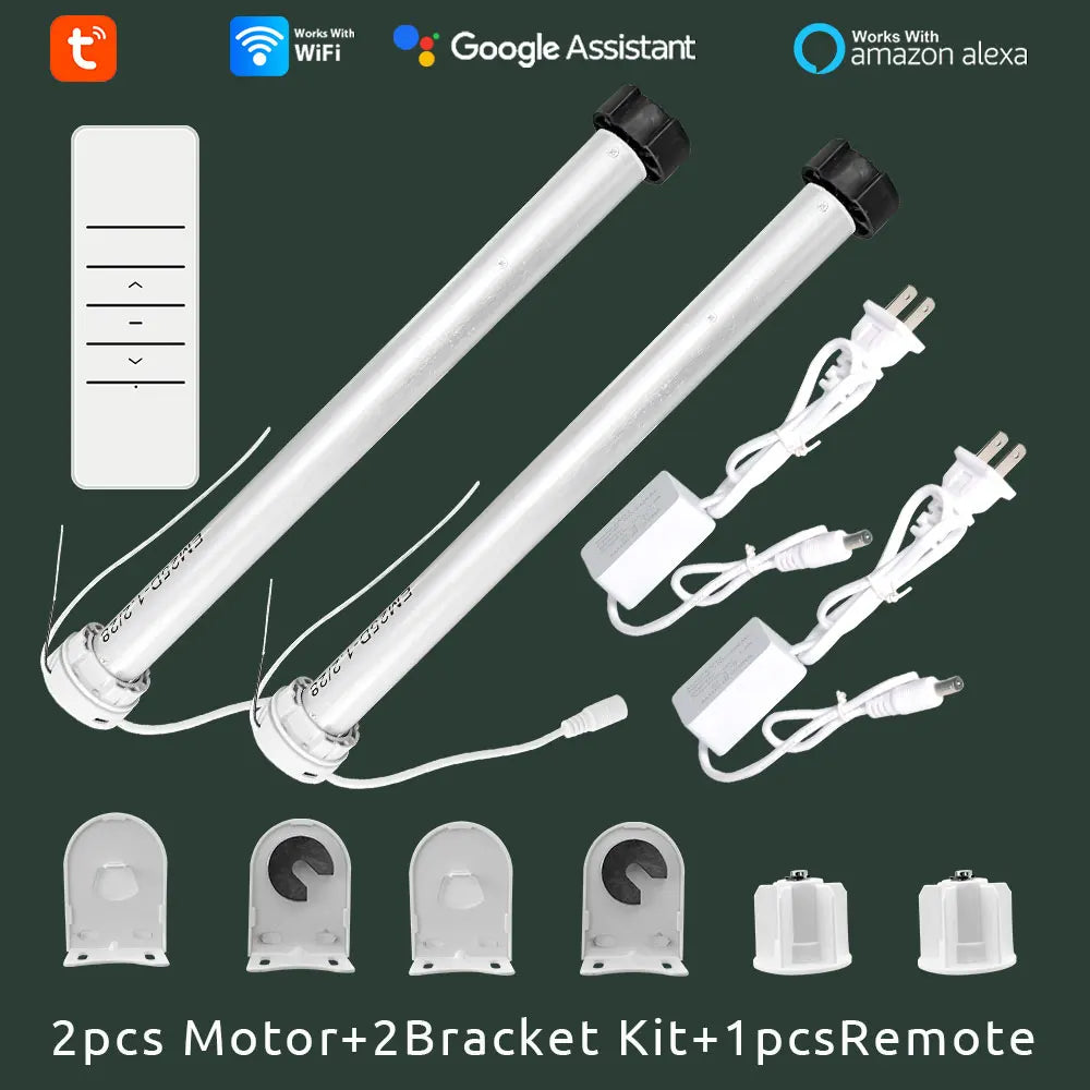 WiFi Roller Blind Motor for 38mm Tubes - App Controlled Smart Home Device 2 Motor kit and R1 Tidesmit