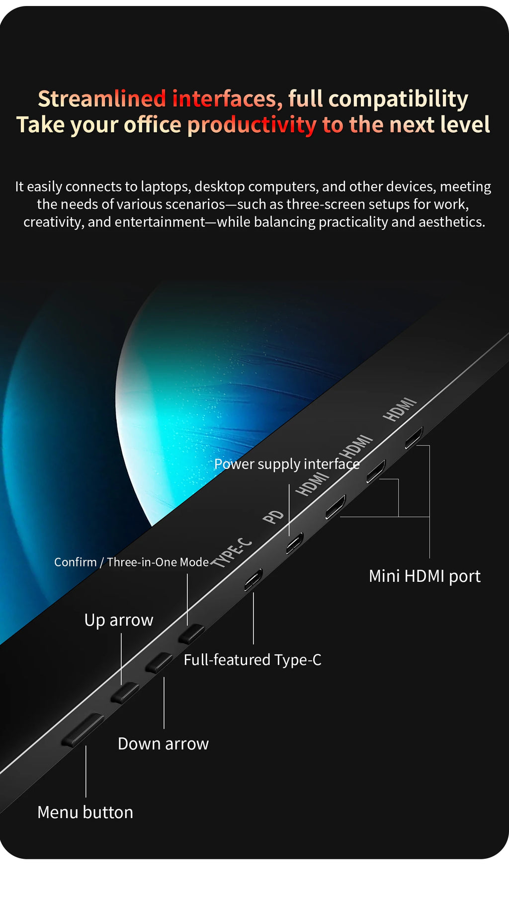 SIBOLAN 16 Inch Triple Screen Foldable Extender Display 2.5k/1080P IPS All-Metal Adjustable Stand USB C for MAC Laptop Travel