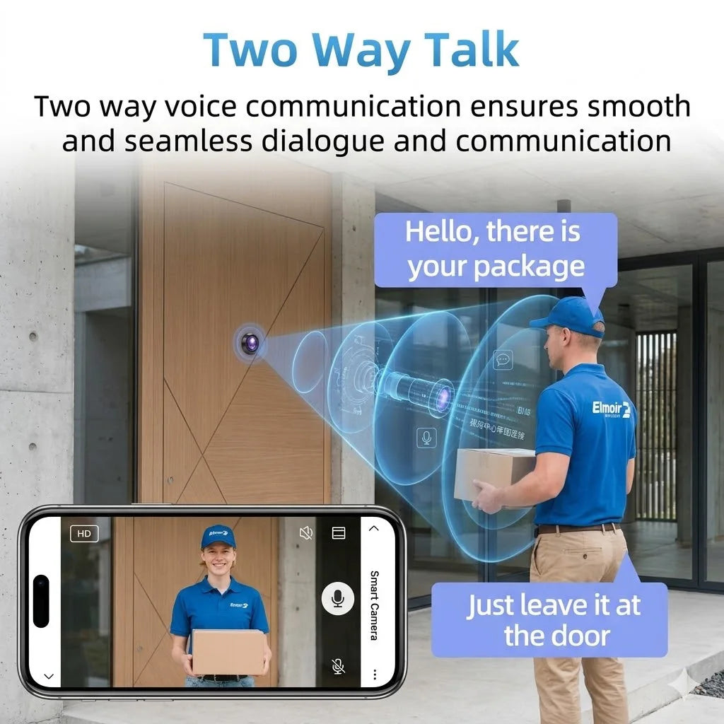 3MP 2K HD 180° Video Doorbell Peephole Camera, Two-Way Audio, Motion Detect, Tuya SmartLife, 2.4G/5G Dual WiFi, EU/US/UK/AU Plug
