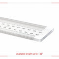 Clear transparent rectangular ruler sticker with engraved measurement markings, up to 42 in