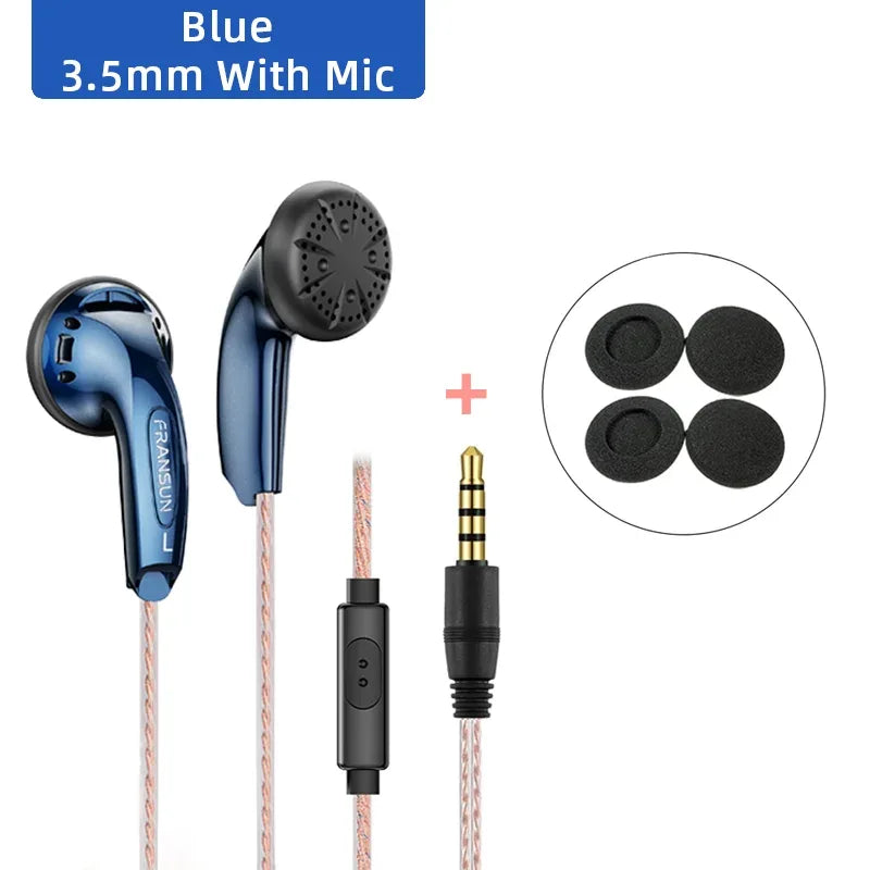 Wired Earbuds with HiFi Stereo Sound and Microphone by Tidesmit Blue 3.5mm MIC Tidesmit