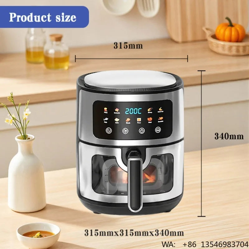 10L Smart Visual Air Fryer Electric Digital Deep Air Fryer Commercial Household Smart 10L Without Oil Air Fryer Oven