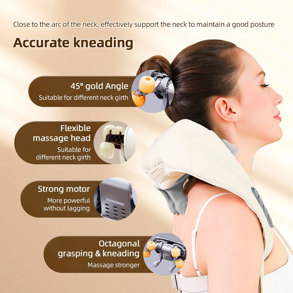 Back Massager Shawl with Heat - Rechargeable Deep Tissue Relief Device Back Massage Instrument Tidesmit