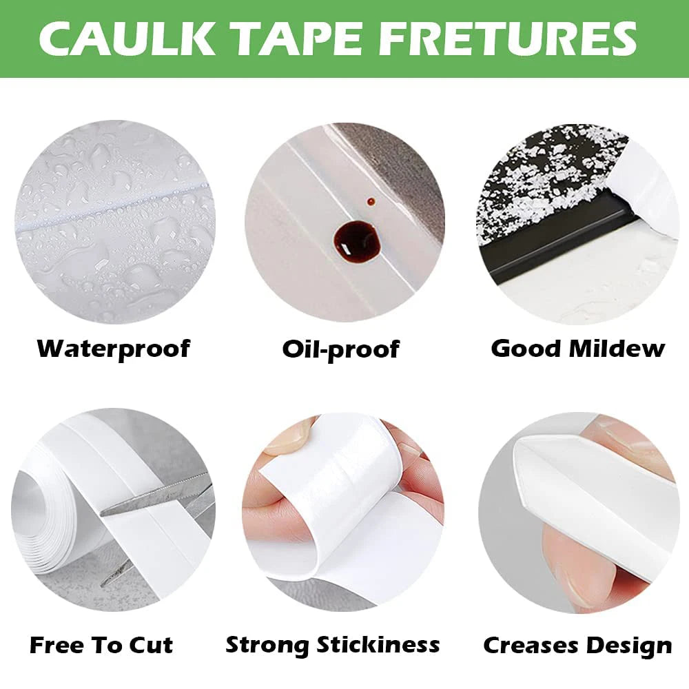 Bathroom Sealing Tape Self-adhesive Oil-Proof Kitchen Sink Caulk Seal Strip PVC Waterproof Shower Wall Sticker for Toilet Corner