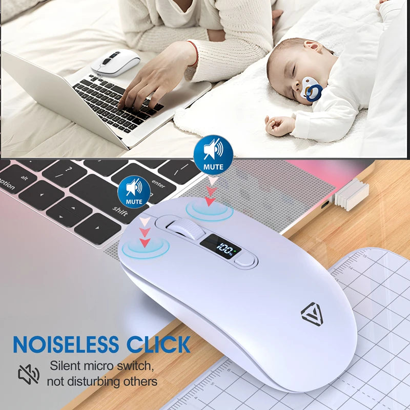 Wireless Mouse Bluetooth 2.4G With Smart Display Silent Portable Silent Click Mouse Rechargeable Office Computers Laptops 2026