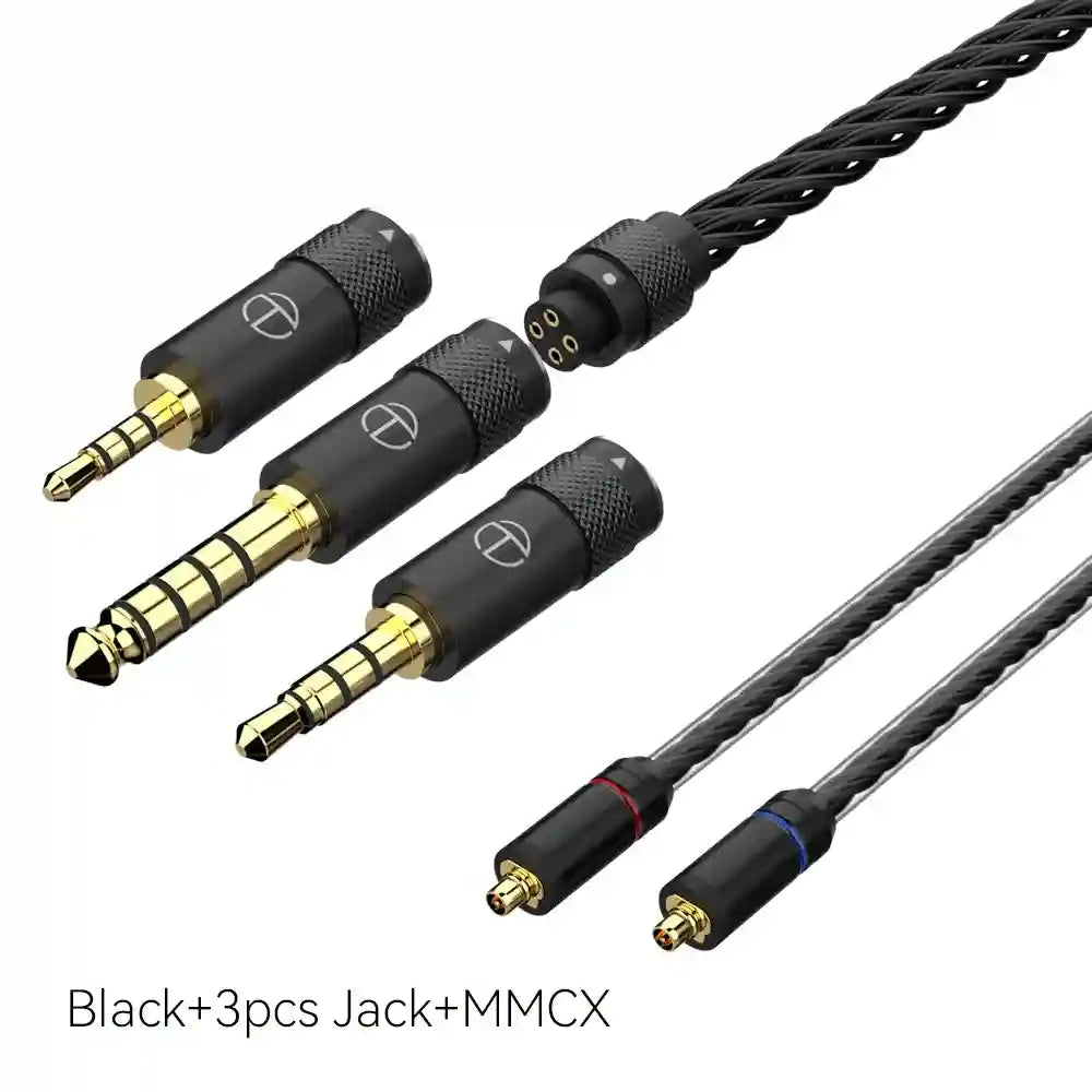 16-Core Silver Plated Replacement Cable for HiFi Headphones Black MMCX 2.53.54.4 Tidesmit