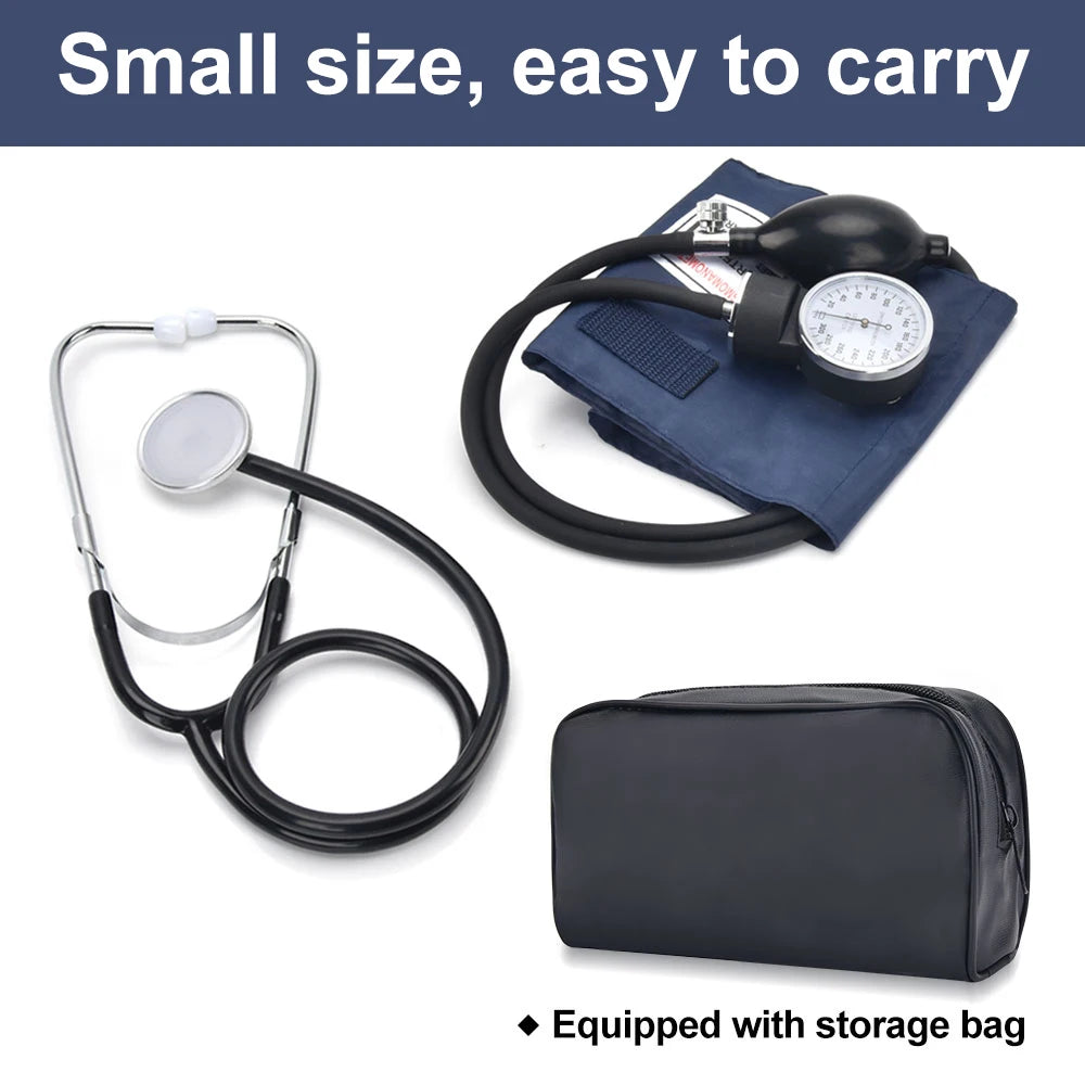 JUSTLANG Manual Blood Pressure Monitor BP Upper Arm Sphygmomanometer  Aneroid Baumanometer Stethoscope with Zipper Bag for Adult
