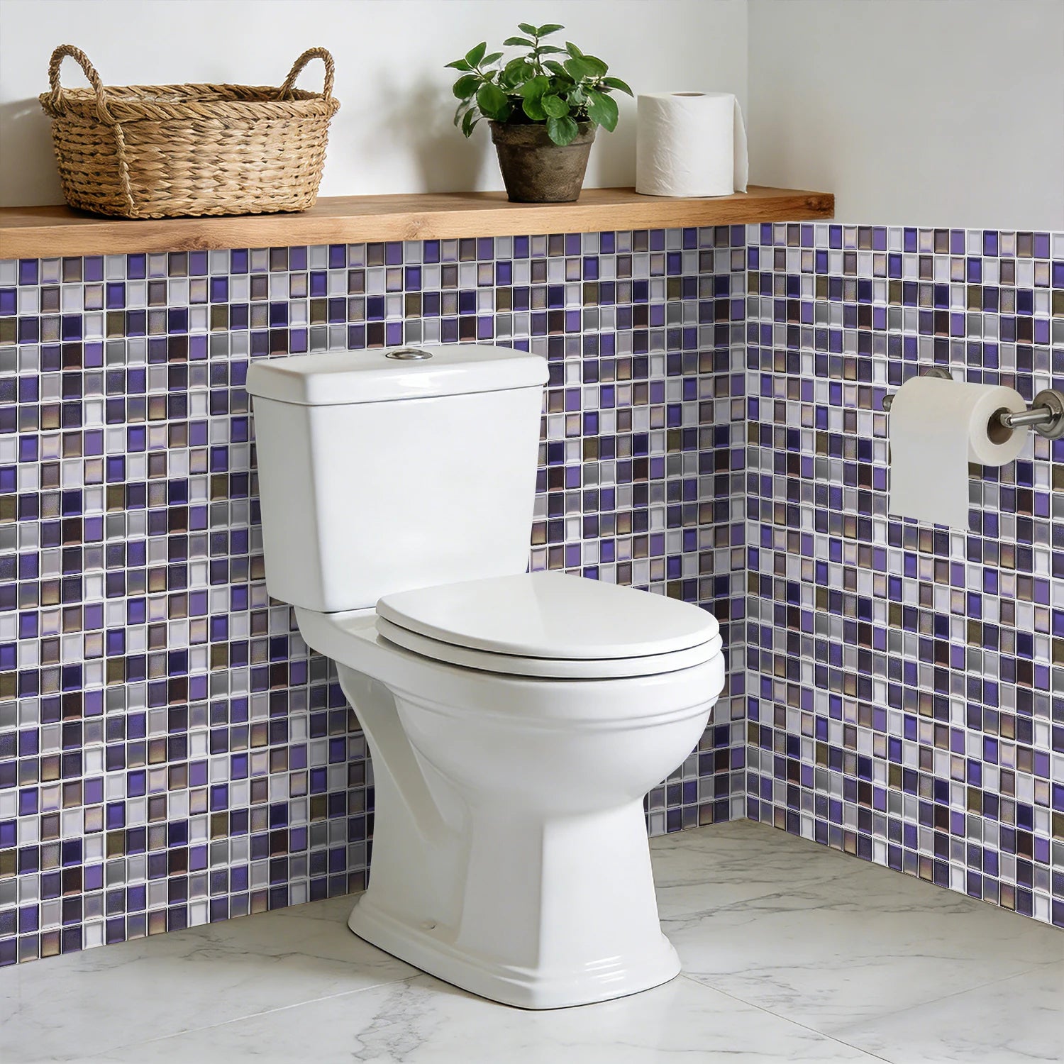 Peel and Stick Mosaic Tile Stickers 6.7x9inch Self Adhesive 3D Thick PE Foam Waterproof Kitchen Bathroom Backsplash Wall Decals