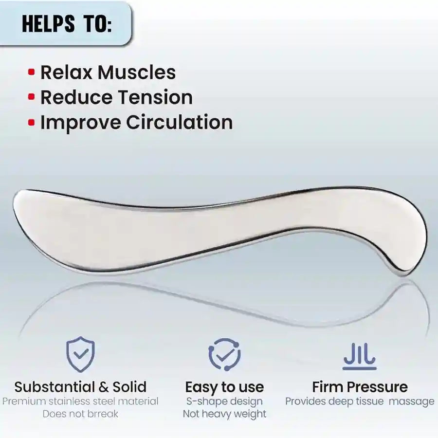 Stainless Steel Gua Sha Tool for Muscle Recovery - Silver Tidesmit Relaxation Treatment Tidesmit