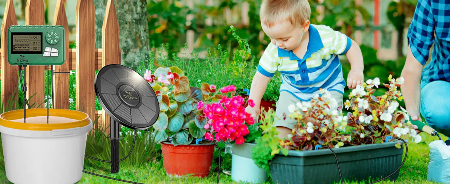 Solar Drip Irrigation Kit for Potted Plants with Smart App Timer Tidesmit