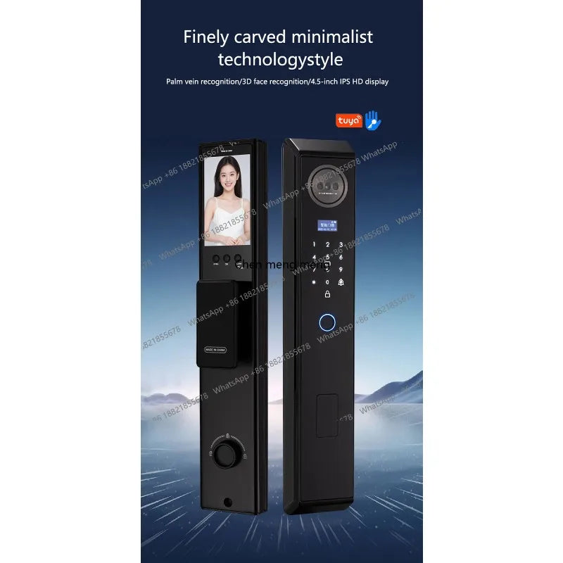 Smart lock with Camera 3D Facial Recognition Electronic Door Lock with Visual Doorbell for Video Surveillance