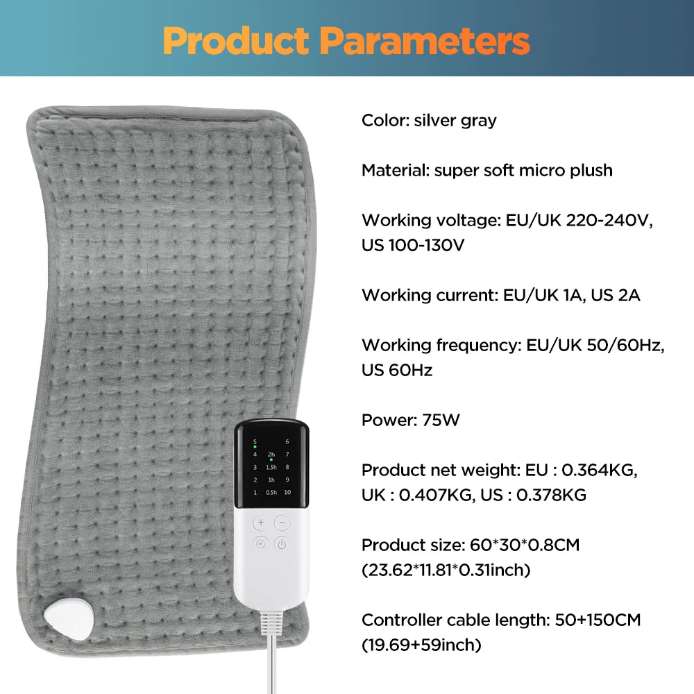 Electric Heating Pad for Neck and Back with 9 Heat Levels - Tidesmit Body Shaping Massage Equipment Tidesmit