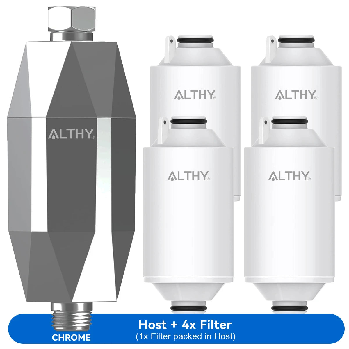 ALTHY Vitamin C Shower Water Filter to remove chlorine and heavy metals for healthy skin and hair by Tidesmit.