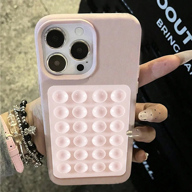iPhone 17 Pro Max Case with Suction Cup Stand Litchi Leather Tidesmit