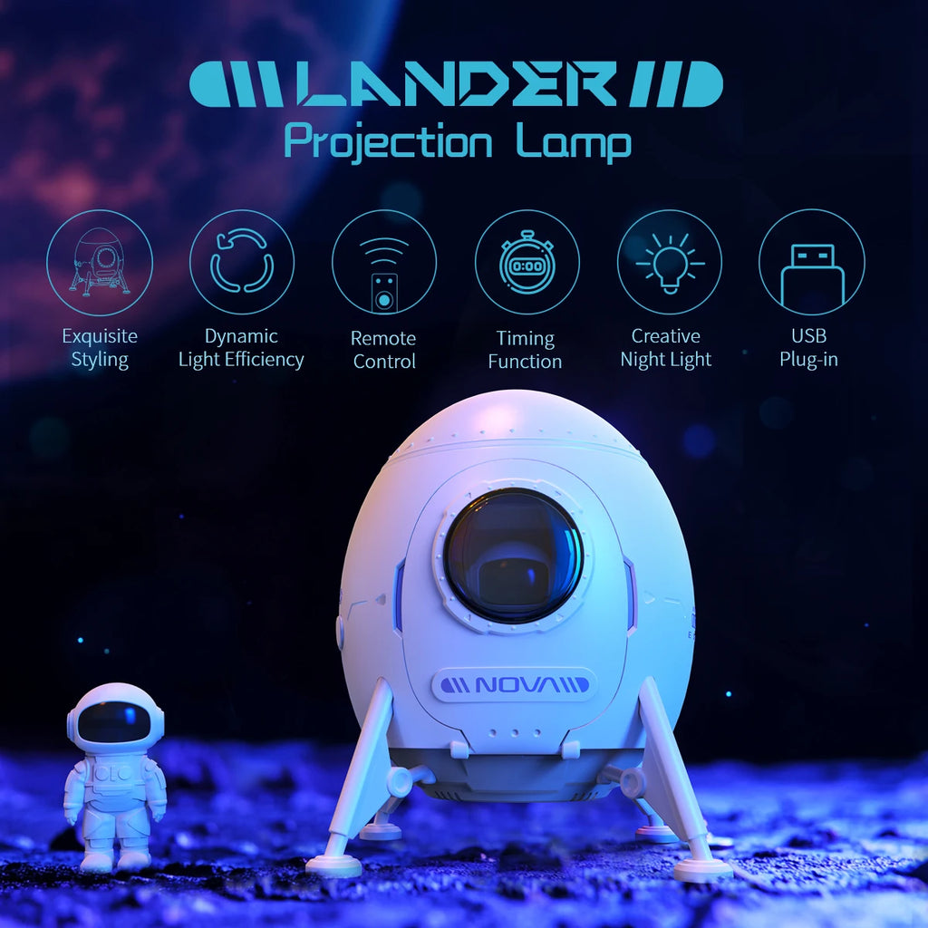 Astronaut Projector Light with Bluetooth Speaker, Stargate Design Lander USB Plug Tidesmit