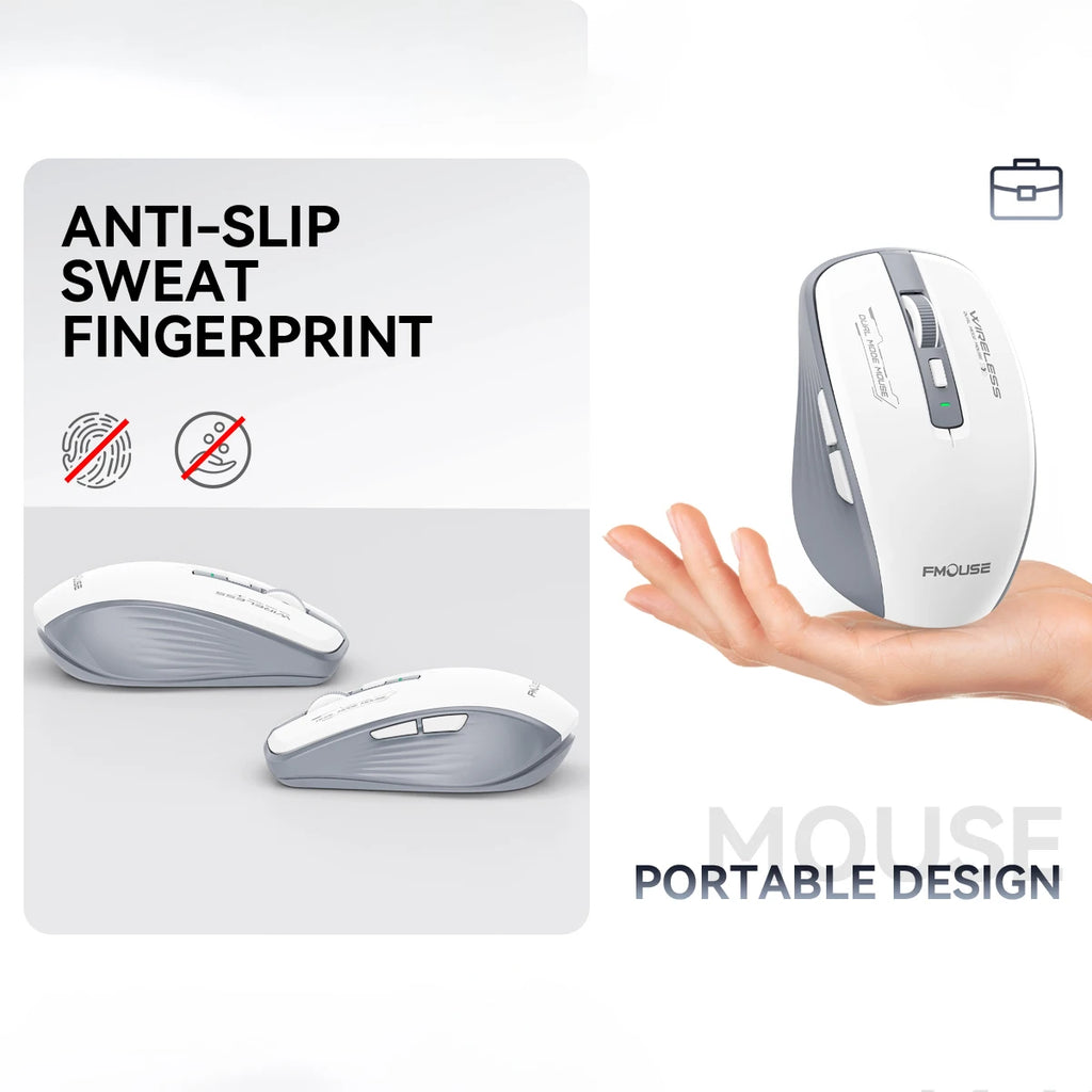 Bluetooth 5.1 and 2.4G USB Wireless Mouse Silent Adjustable 2400DPI Dual Mode Wireless Mouse for iPad for Computer Laptop Tablet