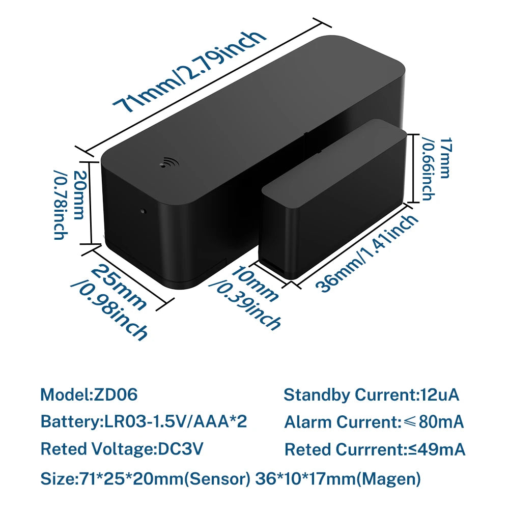 Zigbee Door Sensor Smart Contact Monitor for Home Security Tidesmit