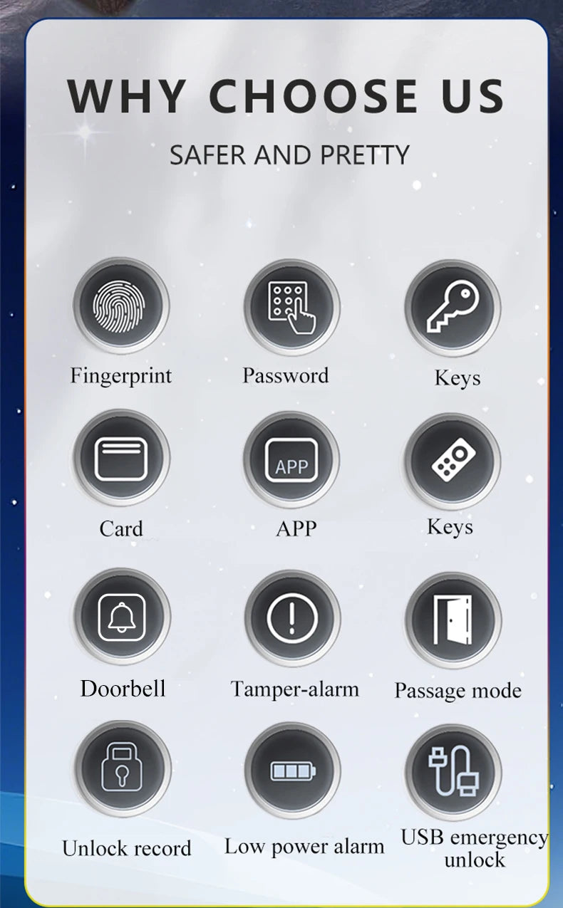 2026 New WiFi Tuya APP Smart Door Lock Remote Unlocking Digital Electronic Smart Home Wooden Door Lock Fingerprint Sound Quiet
