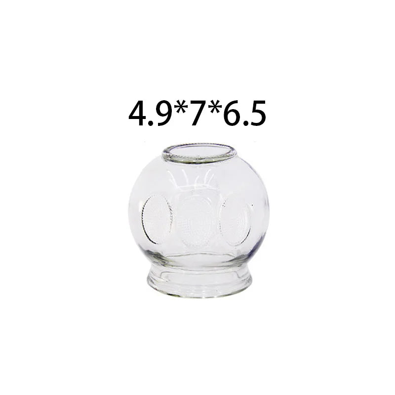 Extra thick clear glass cupping therapy cup, 4.9x7x6.5cm, durable round suction cup for professional fire cupping.